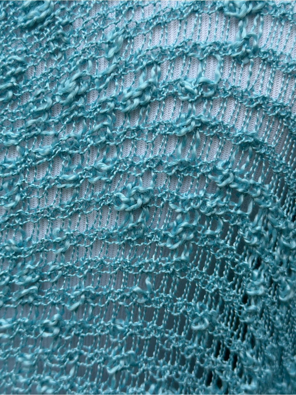 Fringe Knit Poncho in Light Aqua - Picture 4 of 5